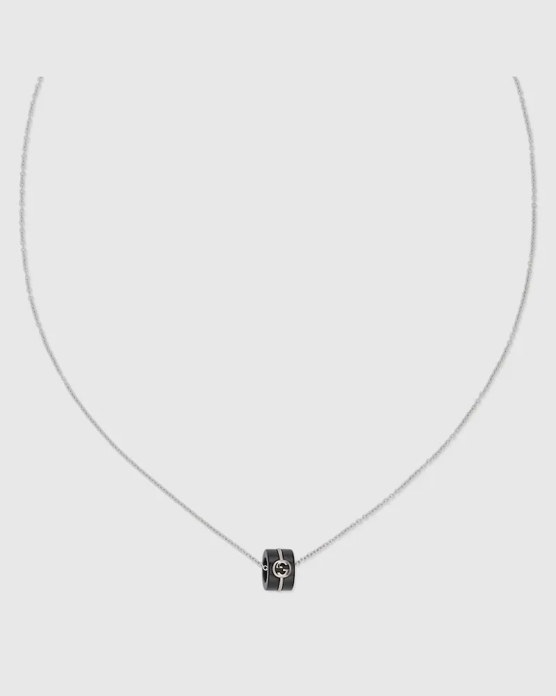 Gucci Interlocking Halskette mit Anhänger 18 Karat Weißgold
