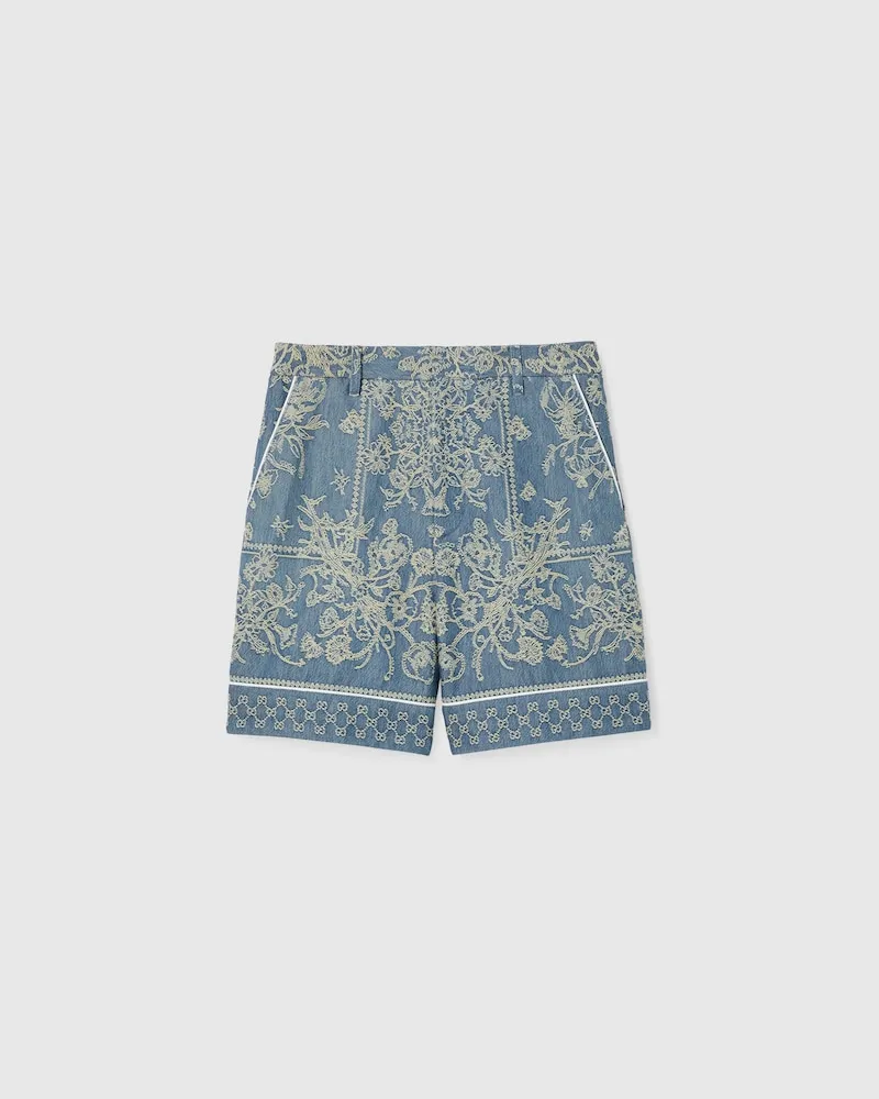 Gucci Shorts aus GG Denim-Jacquard, Größe Blau