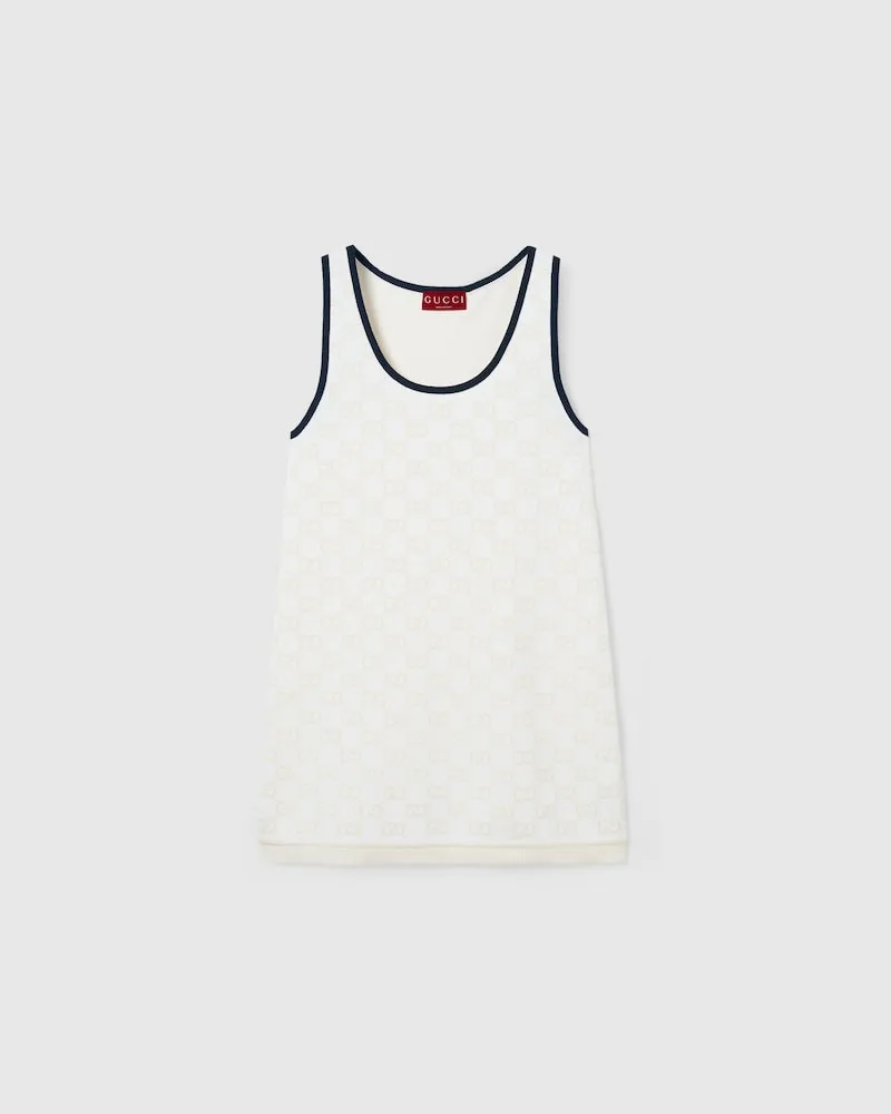 Gucci Kleid aus Feinem GG Baumwolljacquard, Größe Weiß