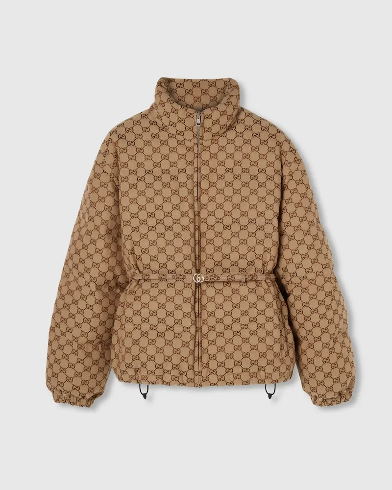 Gucci Blouson Aviateur En Toile GG, Taille Marron
