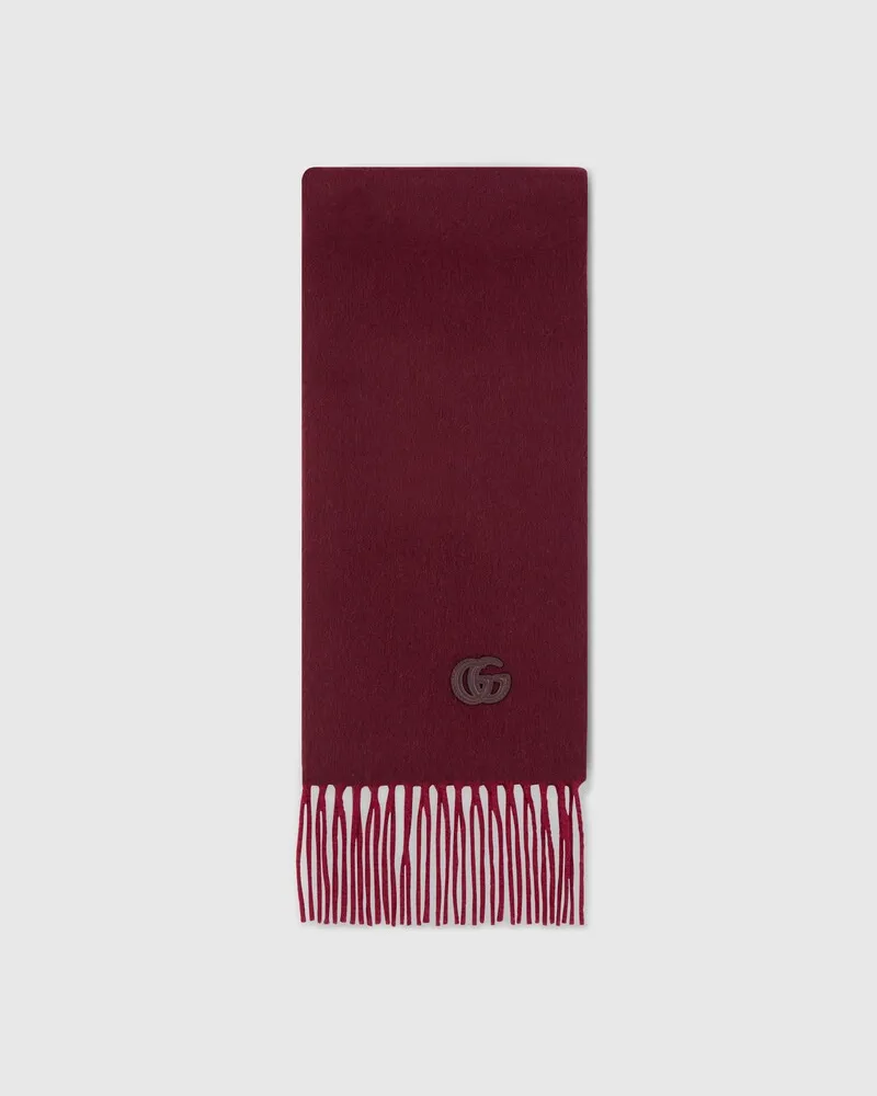 Gucci Schal aus Kaschmir Mit Patch Bordeauxrot