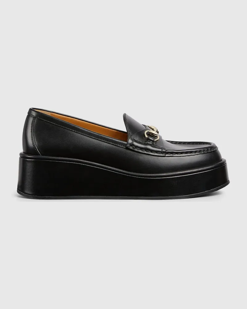 Gucci Horsebit Damenloafer Mit Keilabsatz, Größe Schwarz