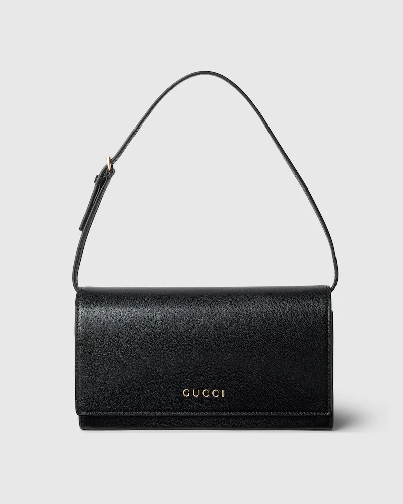Gucci Mini-Pouch mit Schriftzug Schwarz