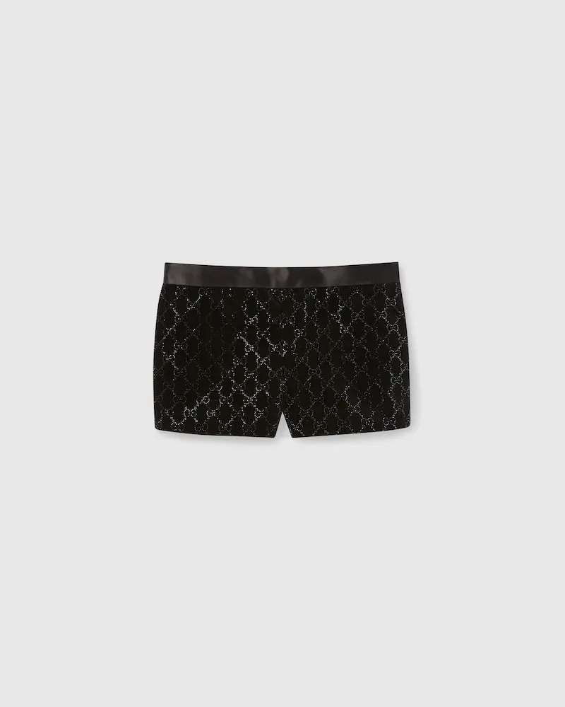 Gucci Shorts aus Baumwollsamt Mit Stickerei, Größe Schwarz