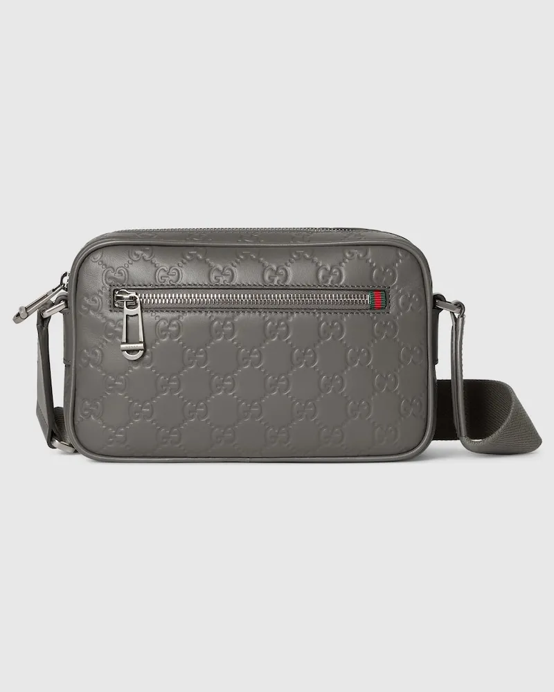 Gucci Kleine GG Emblem Umhängetasche Grau