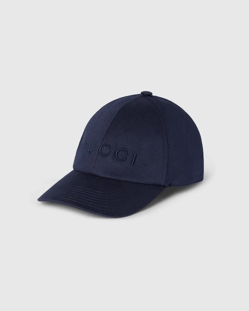 Gucci Baseballkappe aus Baumwolle Mit Stickerei, Größe Blau