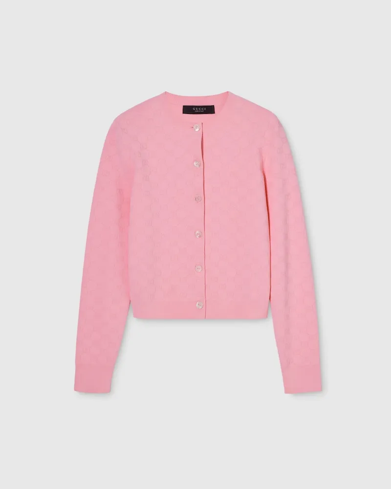 Gucci Cardigan aus Feinem GG Jacquardstoff, Größe Pink
