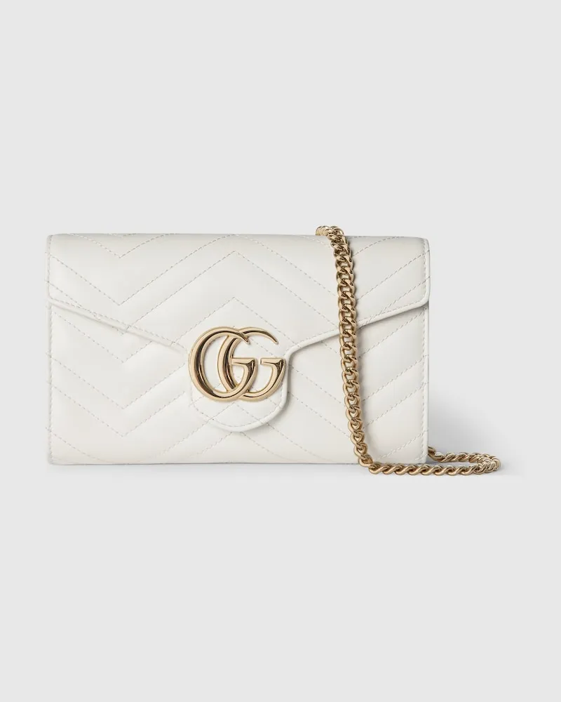 Gucci GG Marmont Brieftasche mit Kettenriemen Weiß
