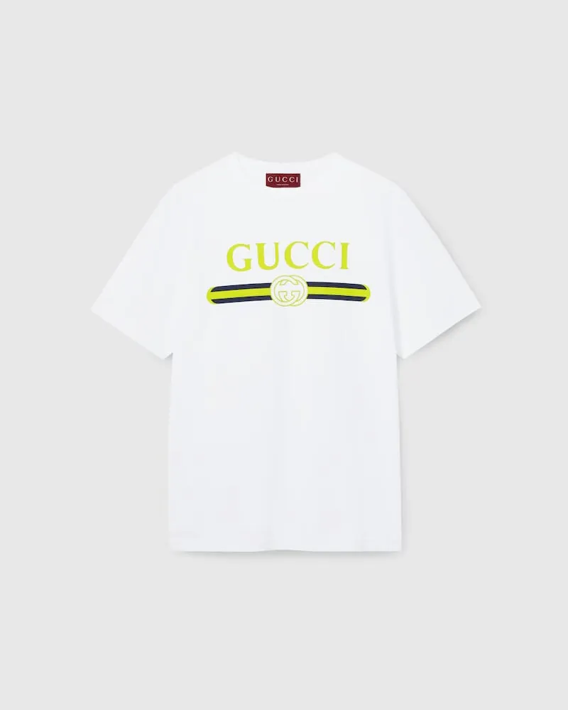 Gucci T-Shirt aus Baumwolljersey Mit Print, Größe Weiß