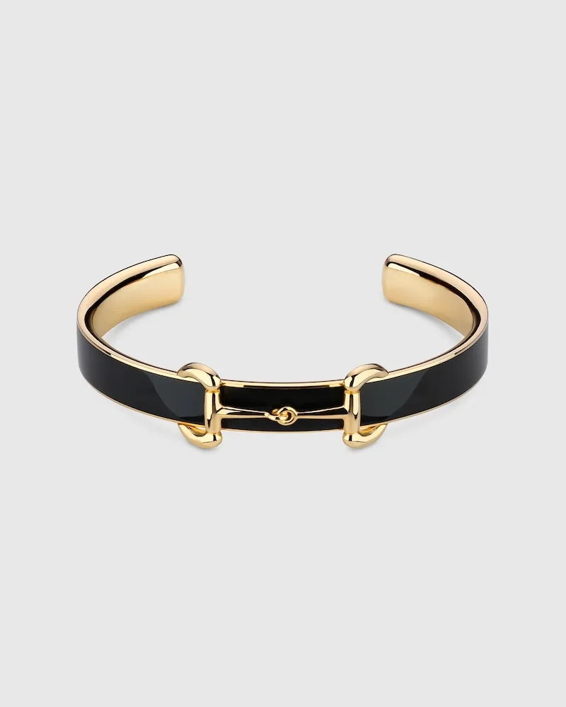 Gucci Horsebit-Armspange mit Emaille Goldfarbenes