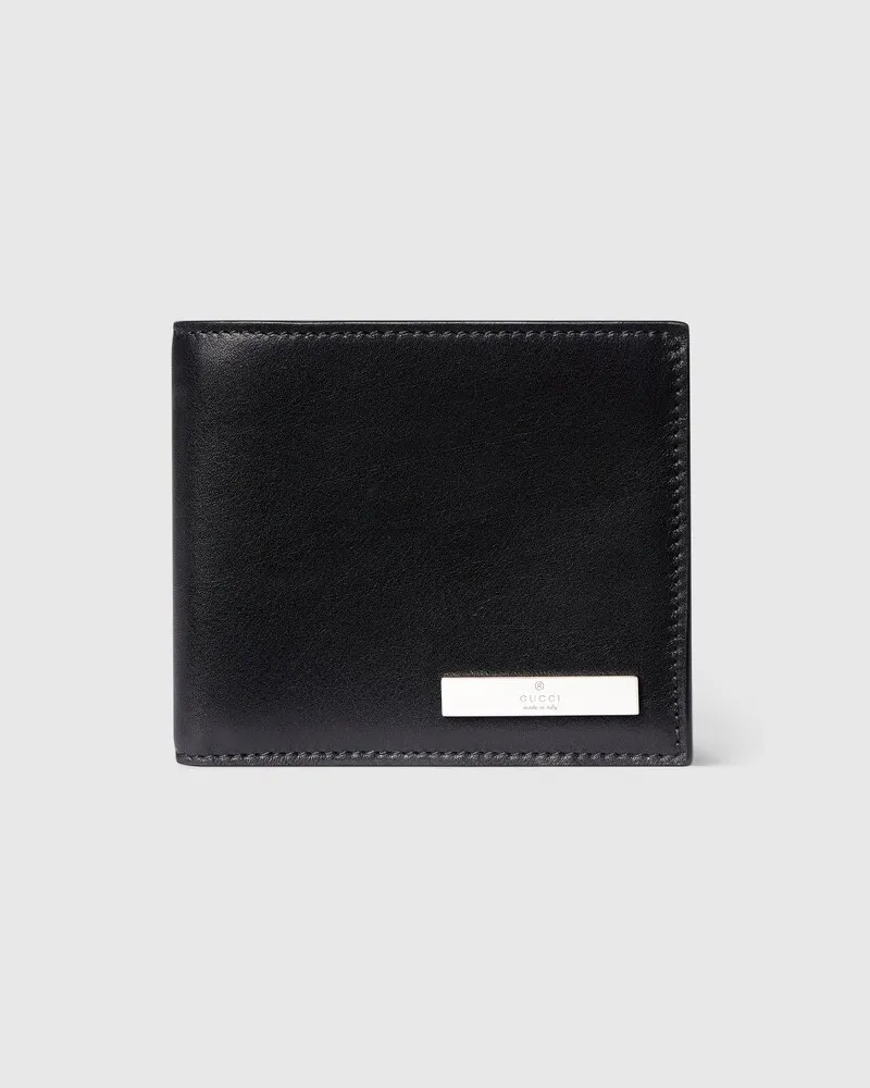 Gucci Portefeuille À Rabat Avec Étiquette En Métal Noir