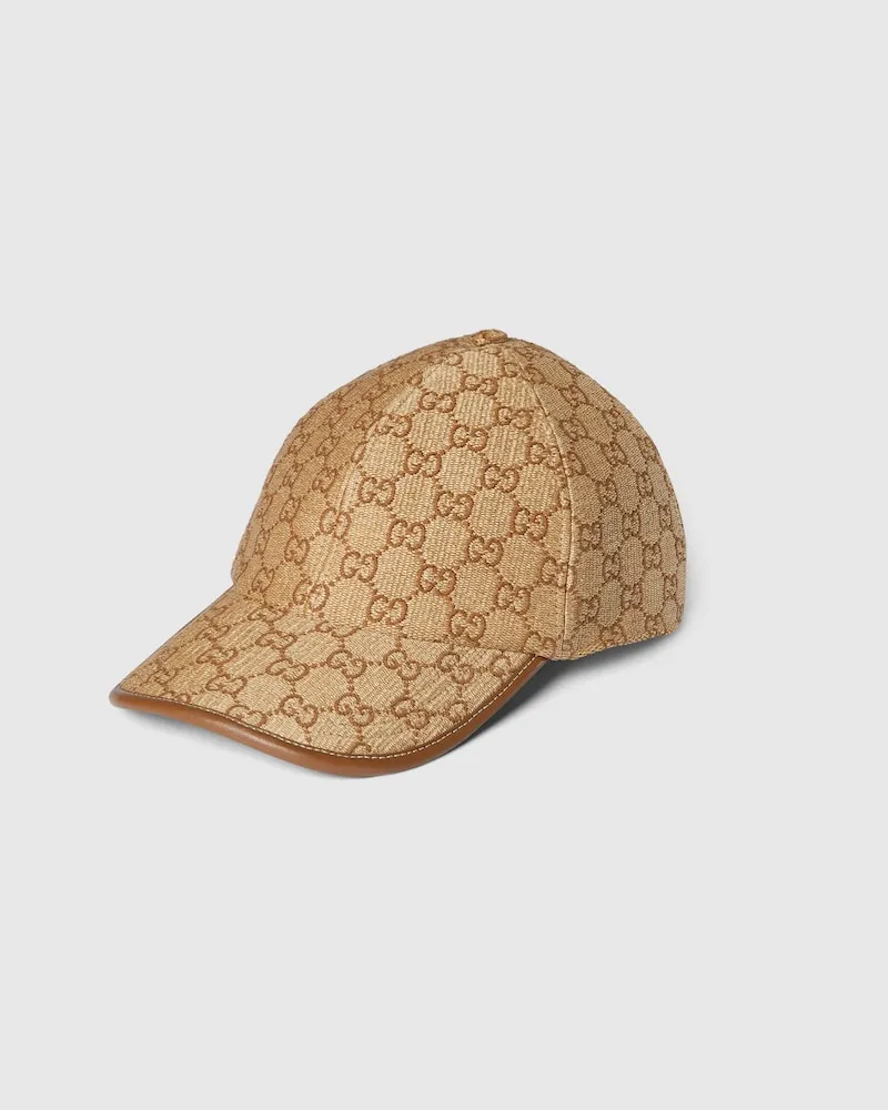 Gucci Baseballkappe aus GG Stroh, Größe Braun