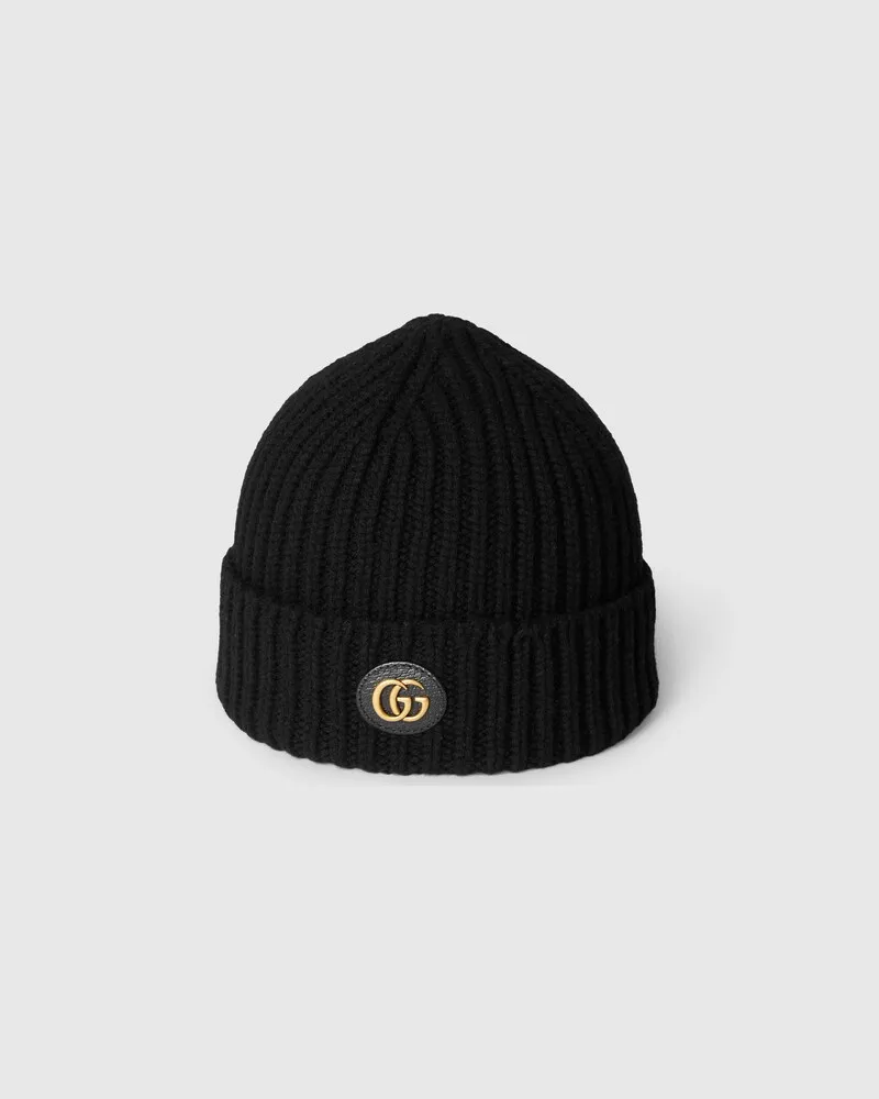Gucci Bonnet En Cachemire Et Laine Avec Double G, Taille Noir