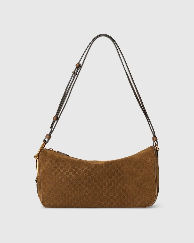 Gucci Mittelgroße Half Horsebit Schultertasche Braun