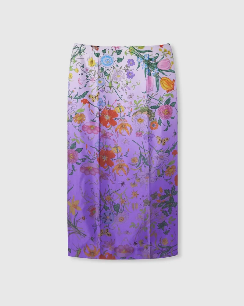 Gucci Rock aus Seidentwill Mit Print, Größe Violett