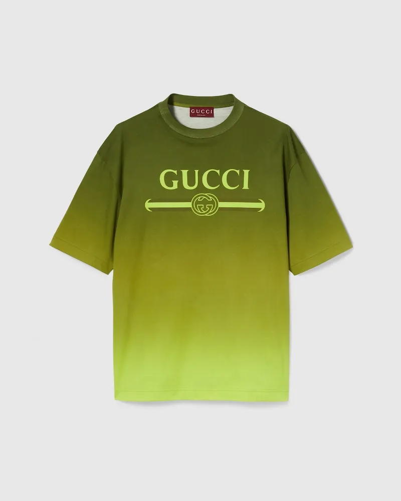 Gucci T-Shirt aus Technischem Baumwolljersey Mit Print, Größe Grün
