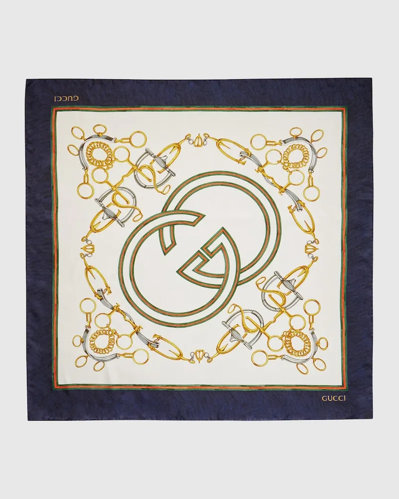 Gucci Halstuch aus Seide mit 'Your Majesty' Print Schwarz