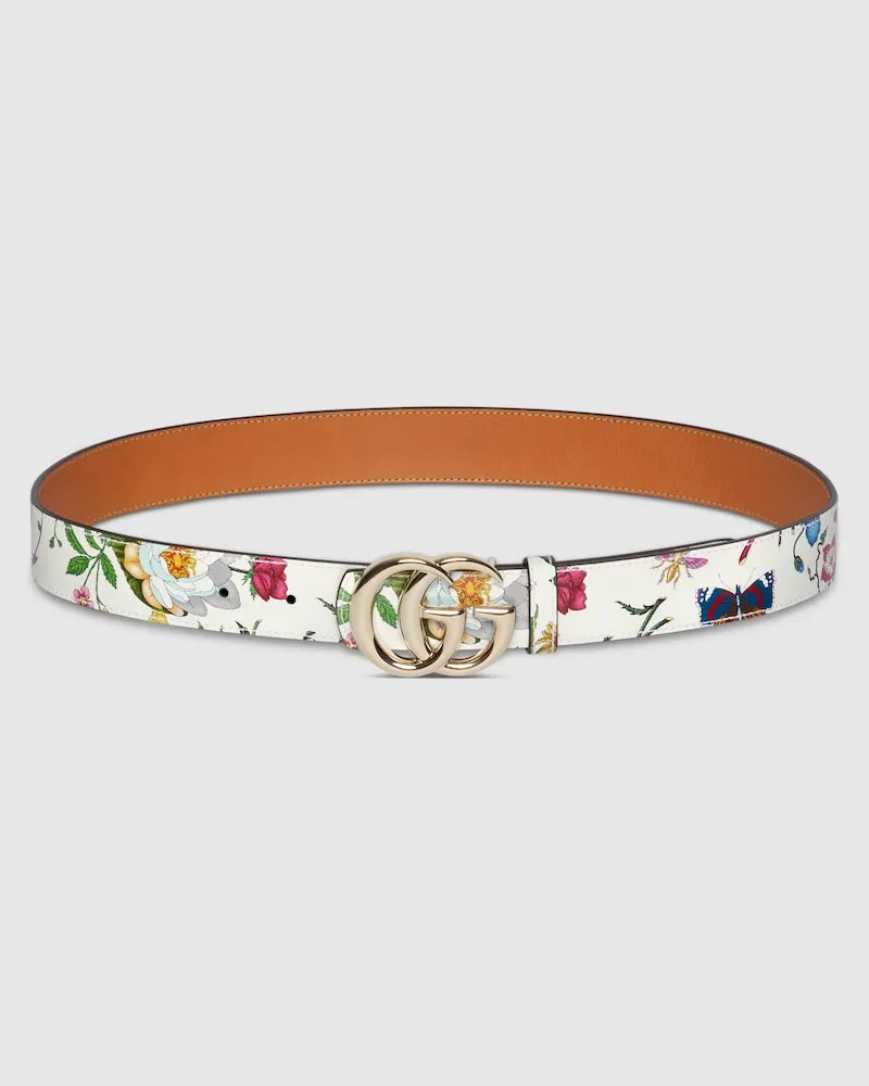 Gucci Wendbarer GG Marmont Gürtel, Größe 95 Weiß