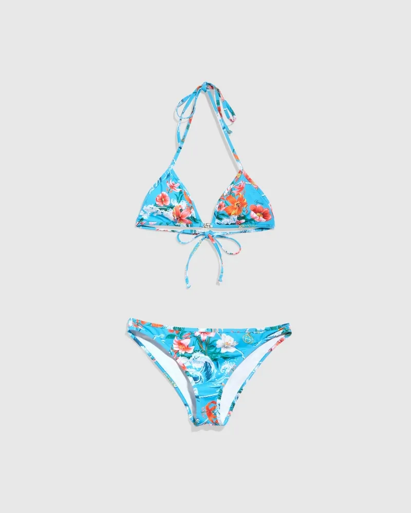 Gucci Bikini aus Stretch-Jersey mit Print, Größe Blau