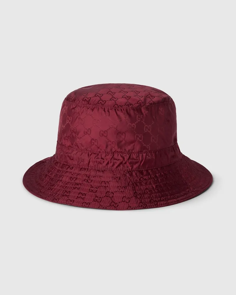 Gucci Wendbarer Fischerhut aus GG Nylon, Größe Bordeauxrot