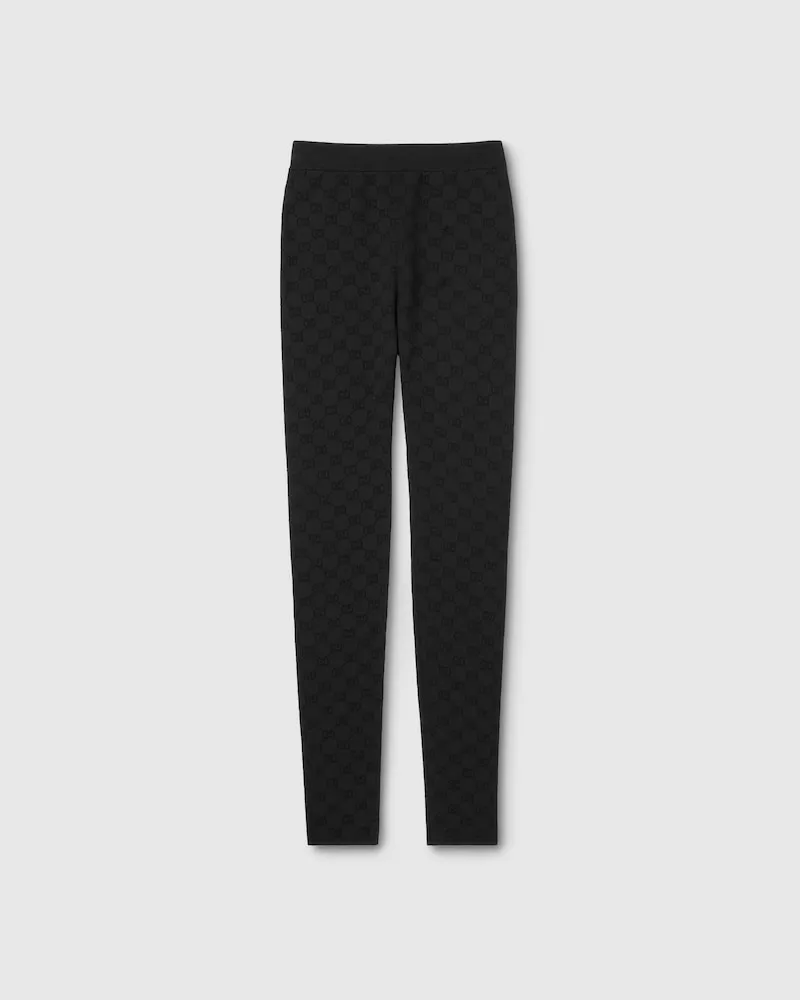 Gucci Leggings aus Elastischem GG Jacquard, Größe Schwarz