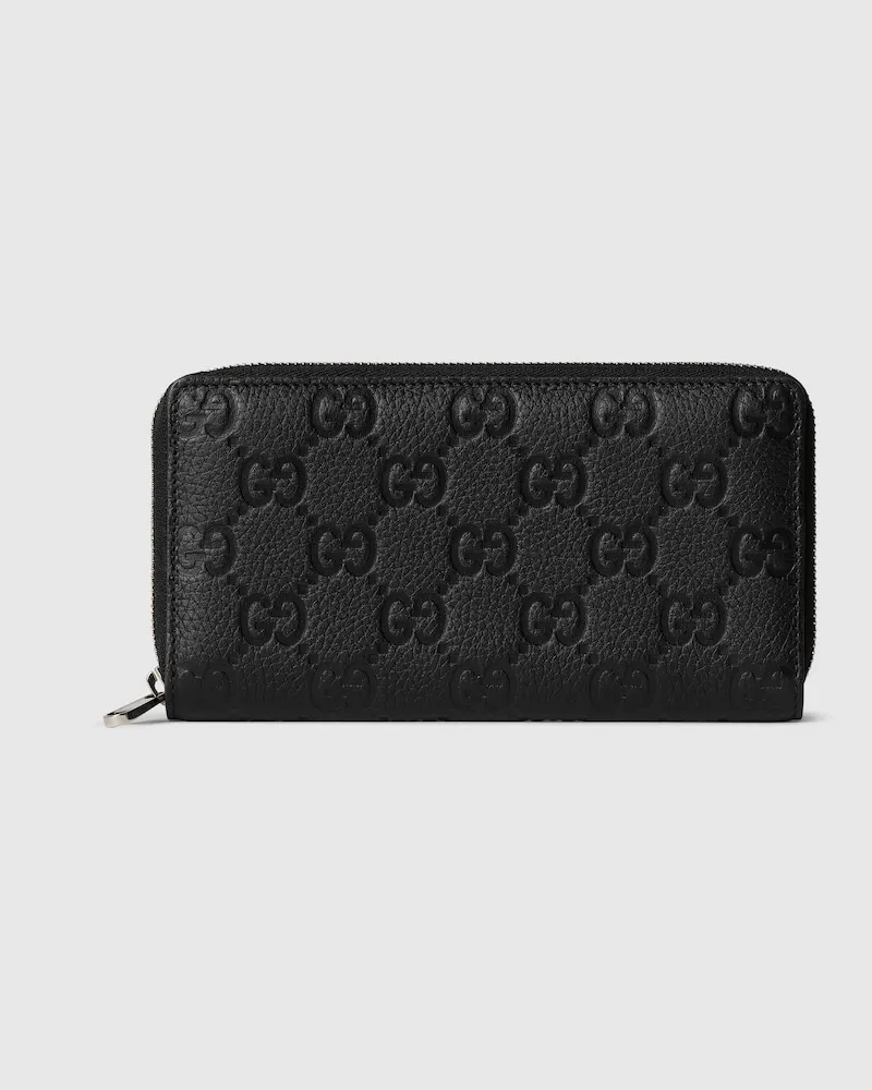 Gucci Imprint Brieftasche Mit Rundumreißverschluss Schwarz