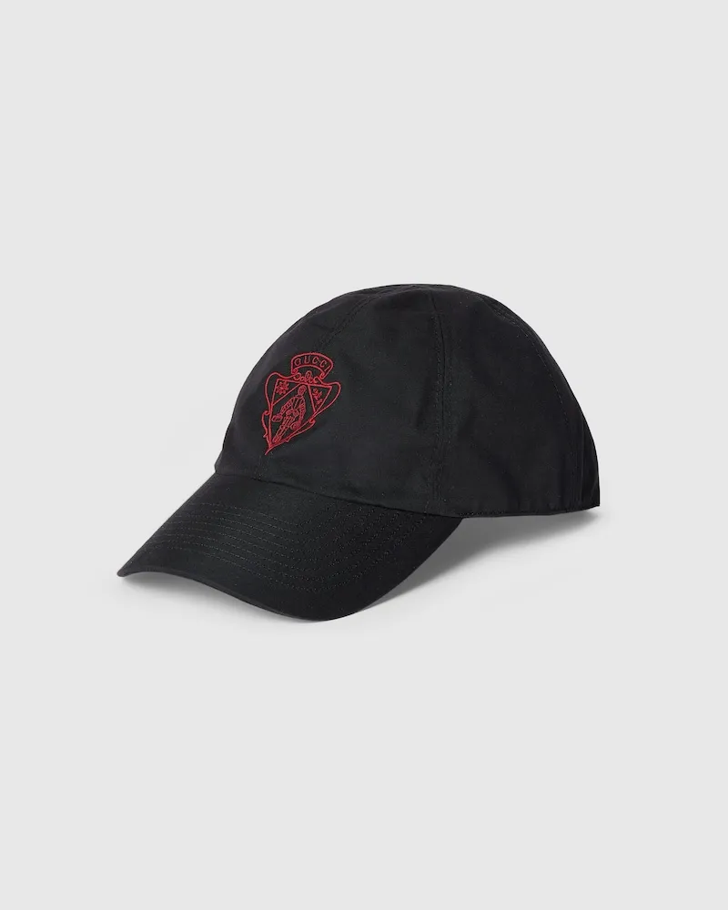 Gucci Baseballkappe aus Baumwolle mit Stickerei Schwarz
