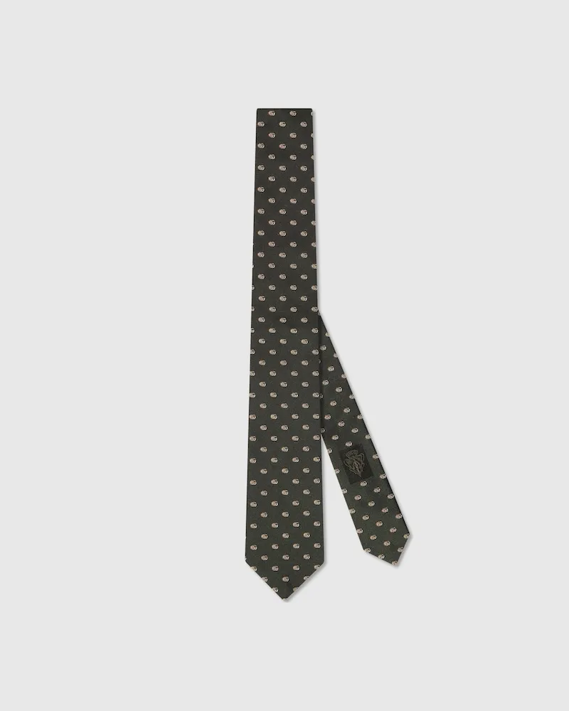 Gucci Krawatte aus Seidenjacquard mit Doppel G Grün