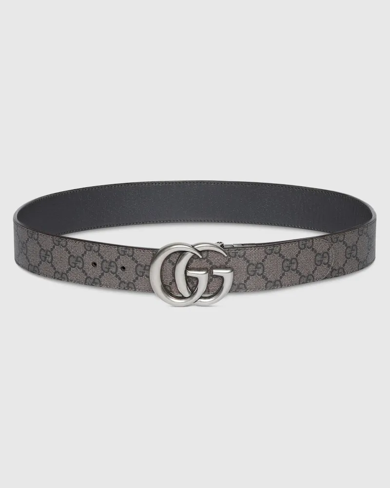 Gucci Wendbarer GG Marmont Gürtel, Größe 95 Grau