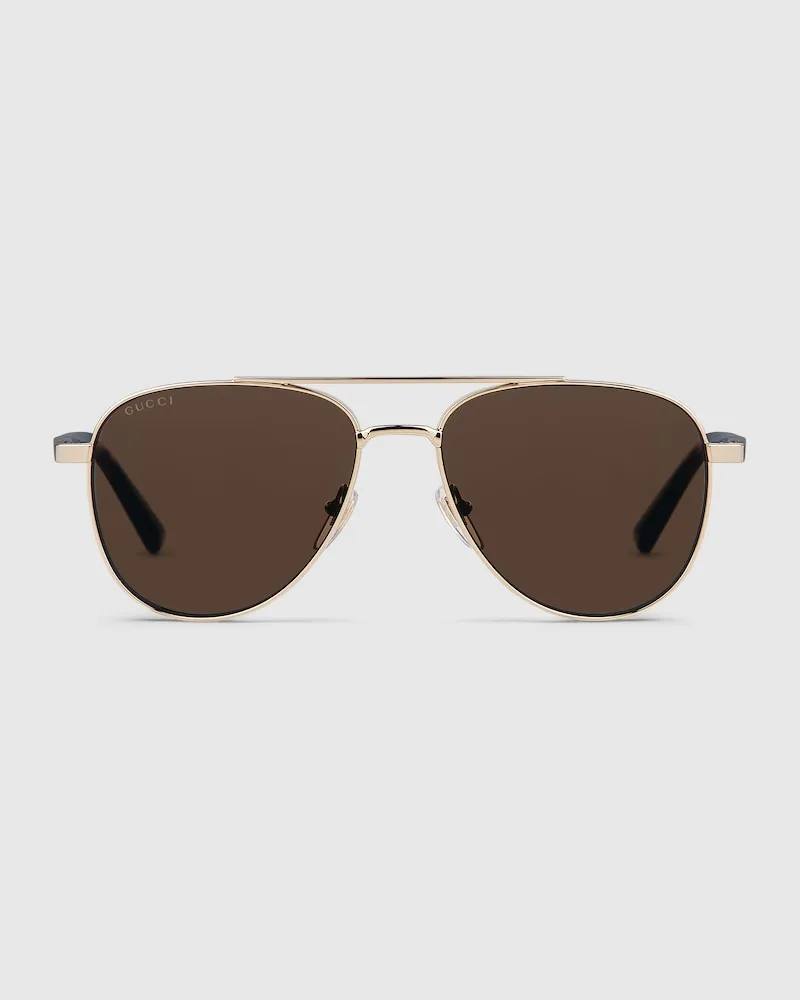 Gucci Sonnenbrille Mit Rahmen Im Pilotenstil Gold