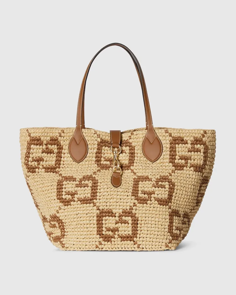 Gucci Mittelgroßer, Geflochtener Shopper Nude