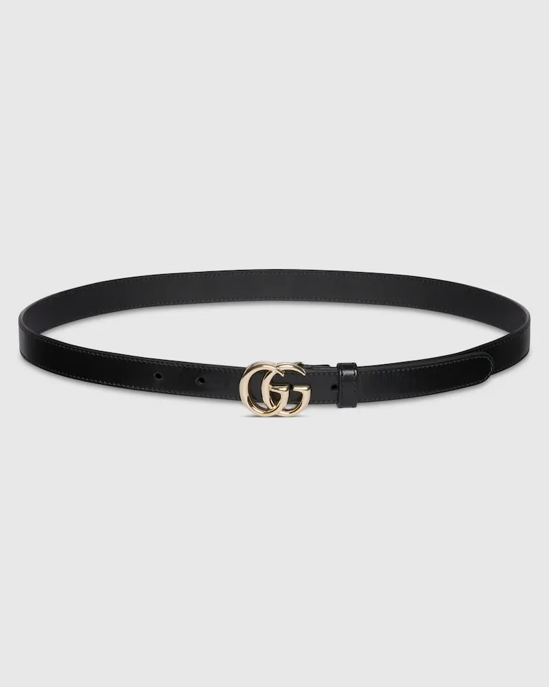 Gucci Schmaler GG Marmont Gürtel, Größe 95 Schwarz