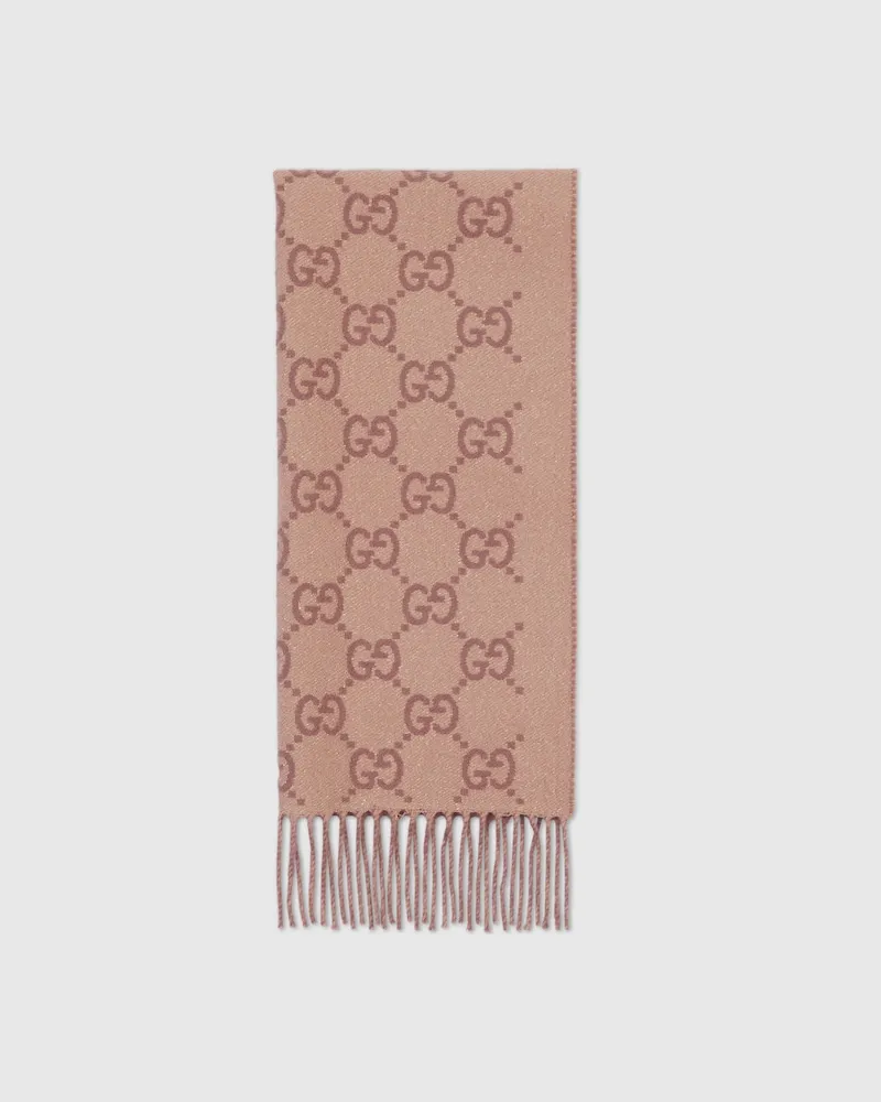 Gucci Schal aus GG Kaschmir-Lamé Beige