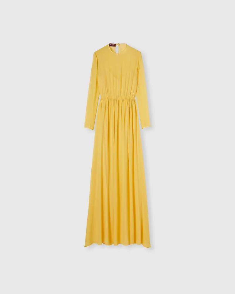 Gucci Langes Kleid aus Seidengeorgette, Größe Gelb
