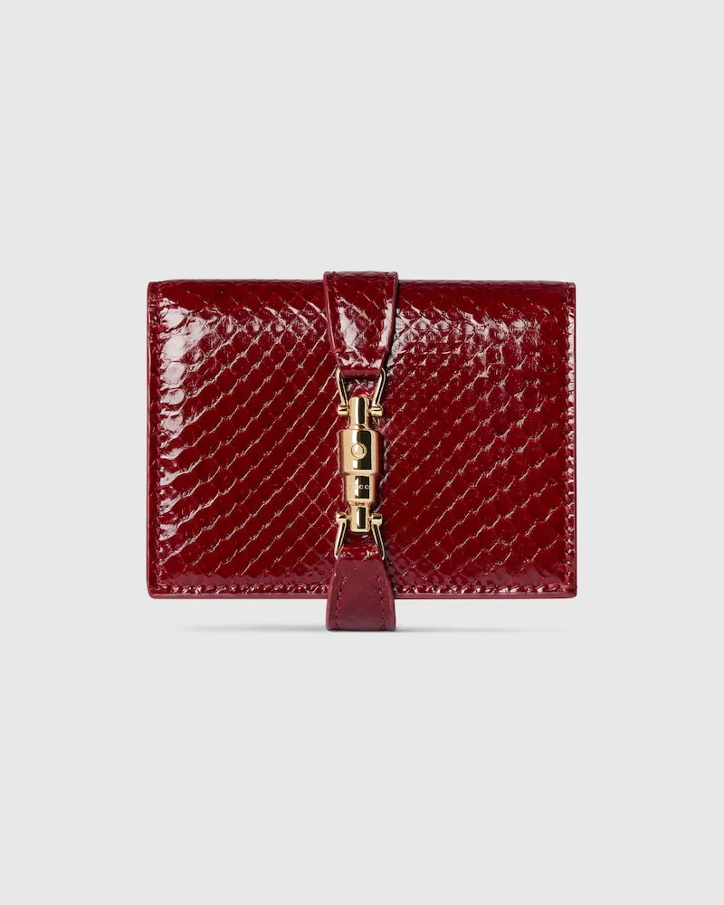 Gucci Kleine Jackie Brieftasche aus Pythonleder Bordeauxrot