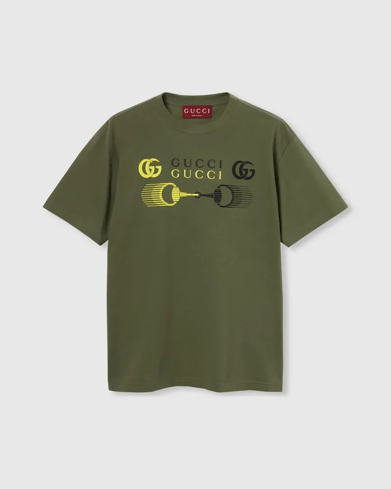 Gucci T-Shirt aus Baumwolljersey Mit Print, Größe Grün