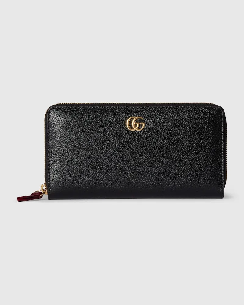 Gucci Zweifarbige GG Marmont Brieftasche mit Rundum-RV Schwarz