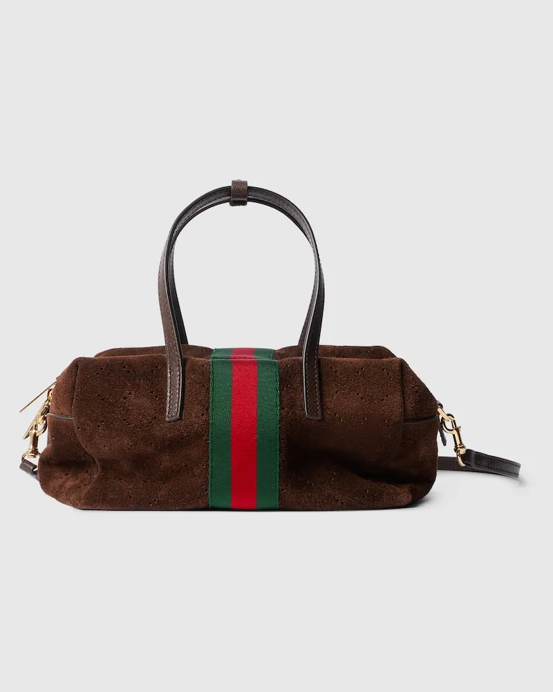 Gucci Kleine Boston-Tasche mit Web Braun