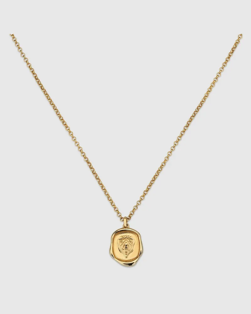 Gucci Crest Halskette mit Anhänger Goldfarbenes