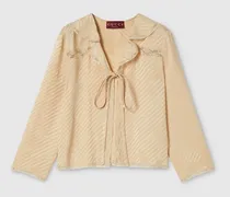 Bluse aus Seidenjacquard Mit Diagonalem GG Motiv, Größe