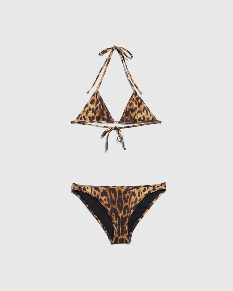 Gucci Bikini aus Stretch-Jersey mit Print, Größe Beige