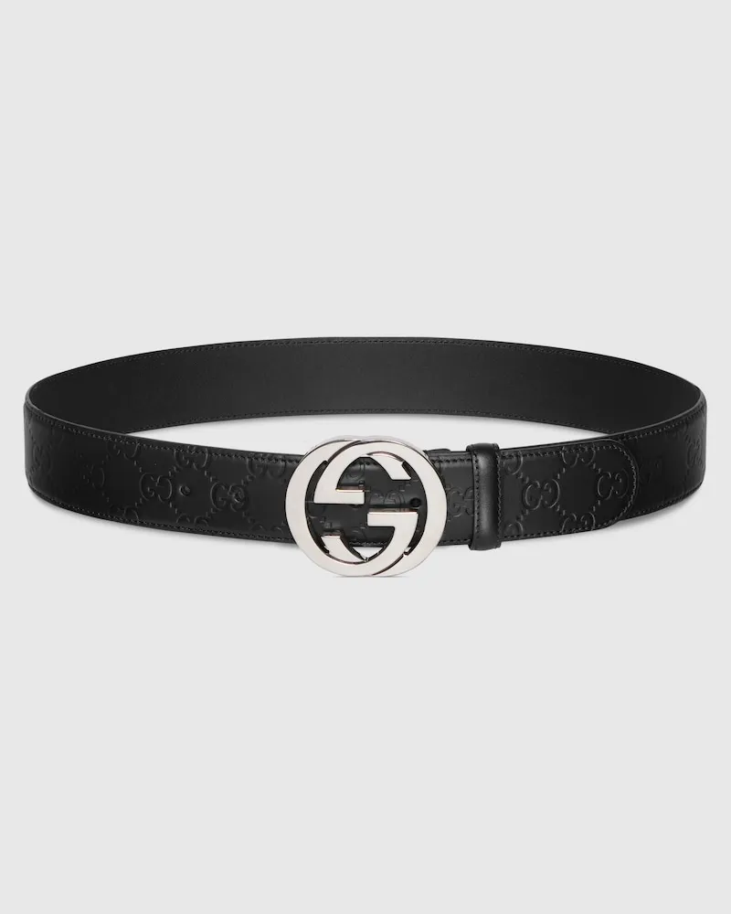 Gucci Ceinture Avec Boucle GG Enlacés, Taille 95 Noir