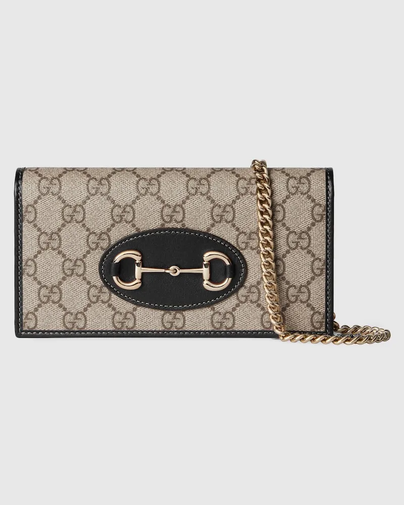 Gucci Horsebit 1955 Brieftasche Mit Kettenriemen Beige