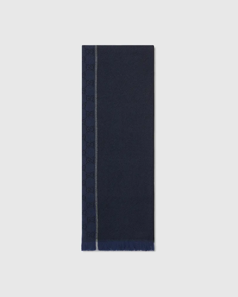 Gucci Schal aus GG Wolljacquard Blau