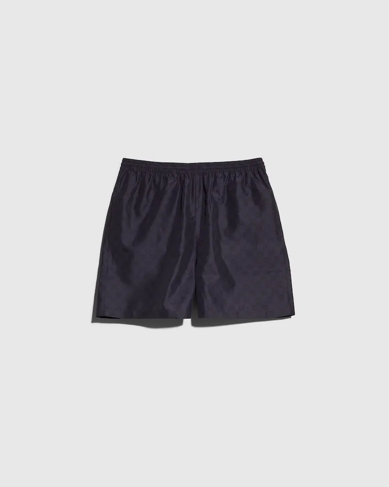 Gucci Badeshorts aus Bedrucktem Polyesterpopeline, Größe Blau
