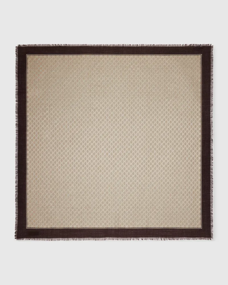 Gucci Halstuch aus Wolle mit Laminiertem GG Motiv Beige