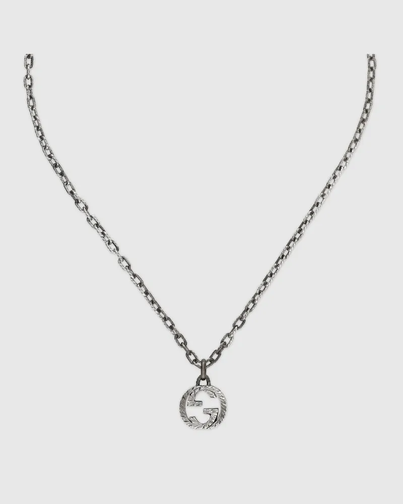 Gucci Interlocking Halskette mit Anhänger Silber