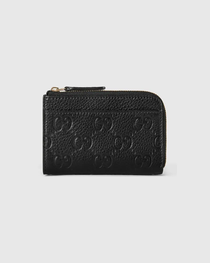 Gucci GG Emblem Kartenetui Mit Reißverschluss Schwarz