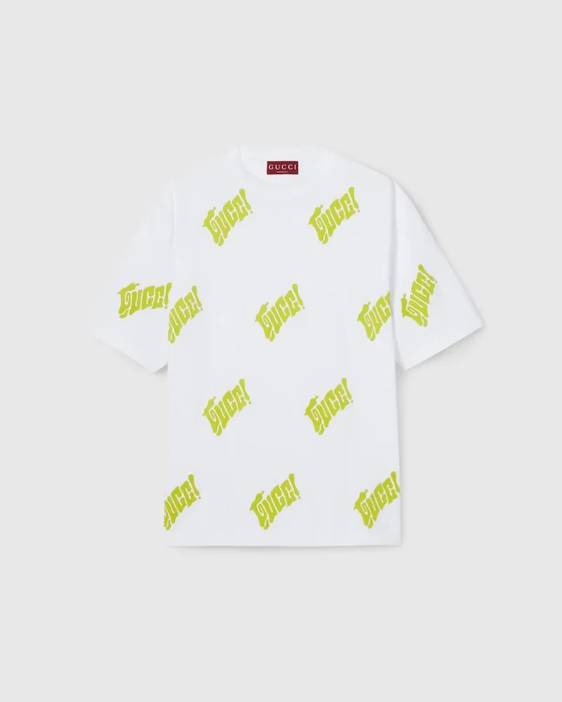 Gucci T-Shirt aus Baumwolljersey Mit Stickerei, Größe Weiß