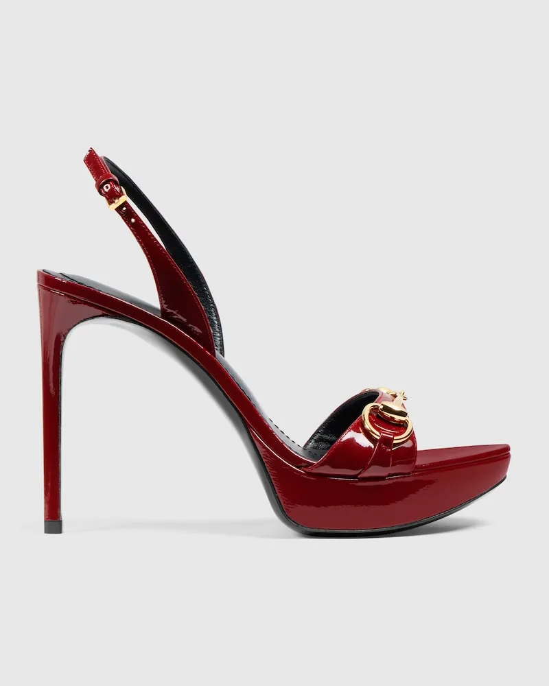Gucci Damen Donna Sandale mit Plateausohle Bordeauxrot